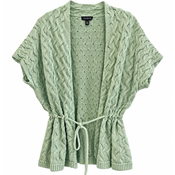 Talbots Sweaters - Talbots Women's Cardigan Sweater Vest With Drawstring Belt Green Size XL